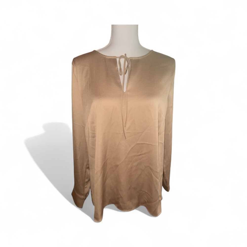 ✨ H&M Tan Shimmer Keyhole Tie Blouse | Size M BNWT